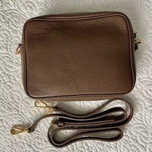 Quince Brown Pebbled Leather Crossbody Bag